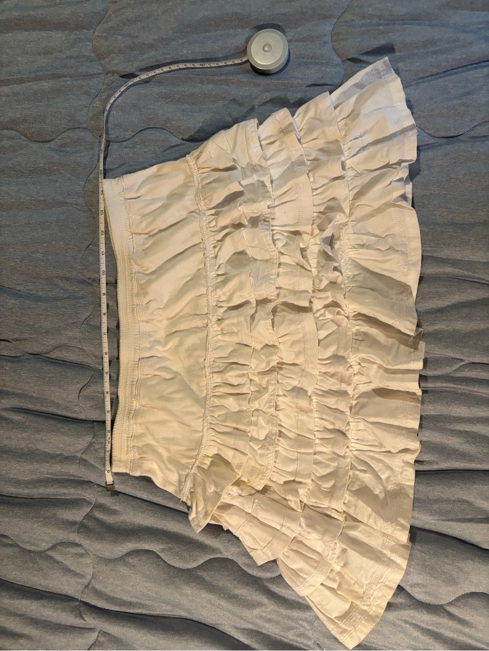 Tiered Ruffle Mini Skirt in Light White